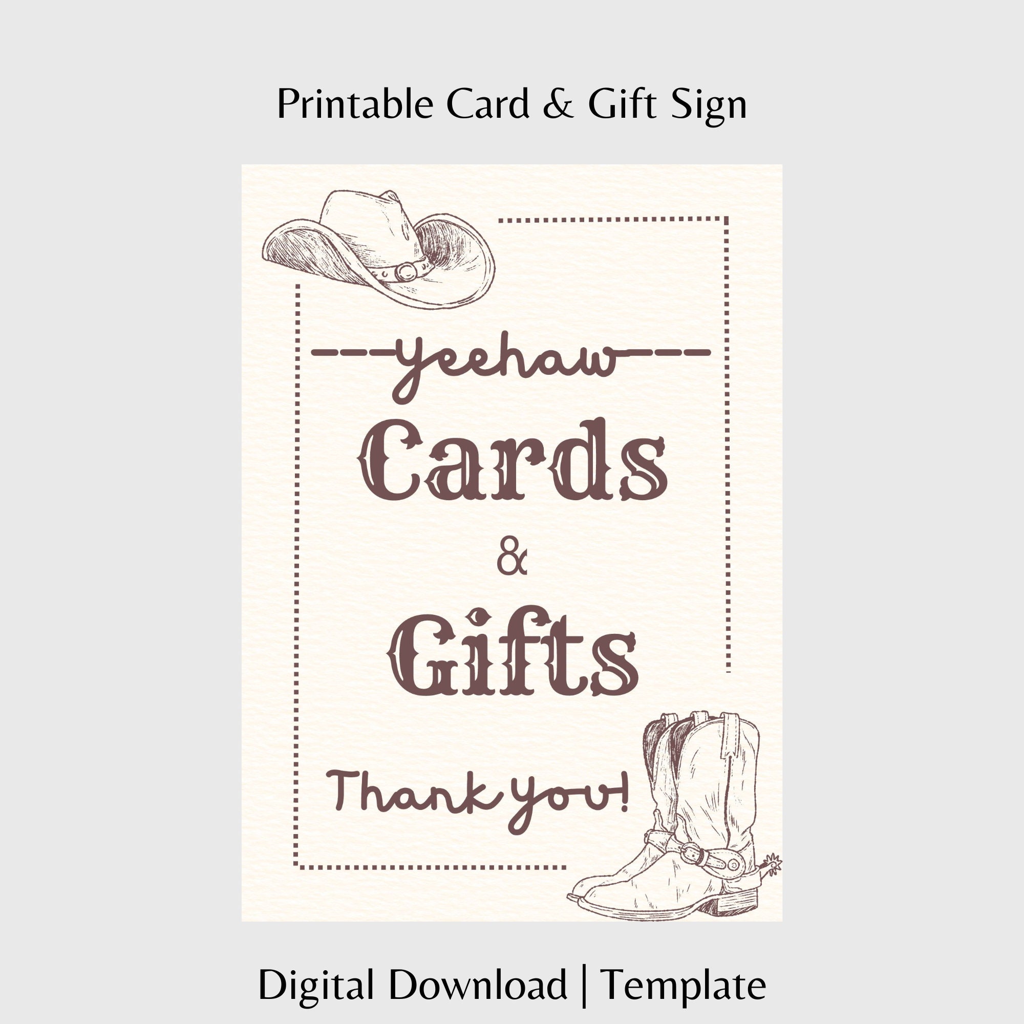 Birthday Cards and Gifts Sign Template | Printable Rodeo Birthday Cards ...