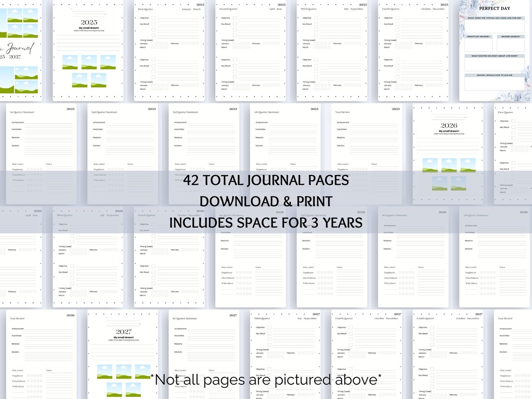 Dream & Goal Journal Template Printable Personal Goal Planner Etsy