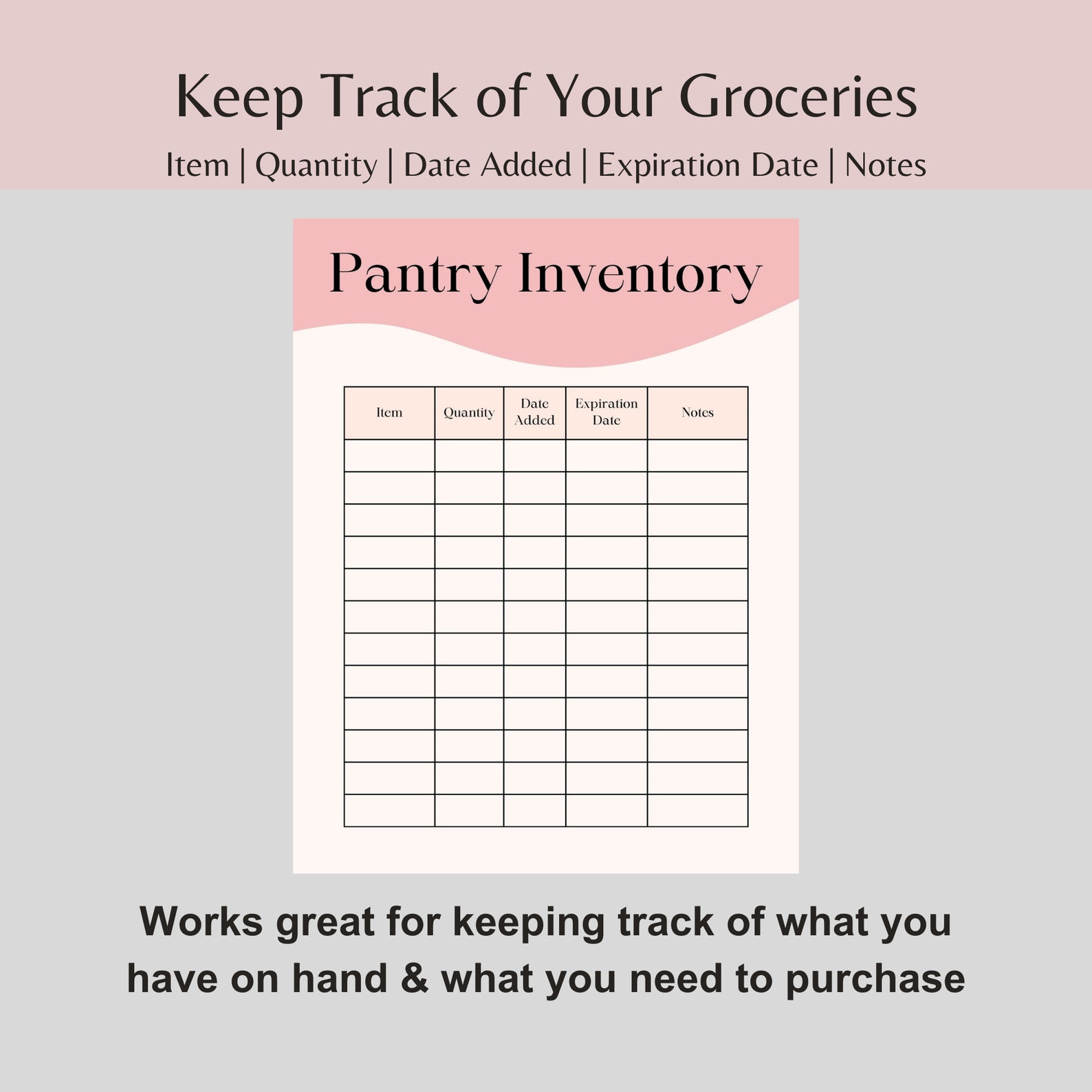 Food Inventory Log Printable | Kitchen Organization Tracker | Printable ...