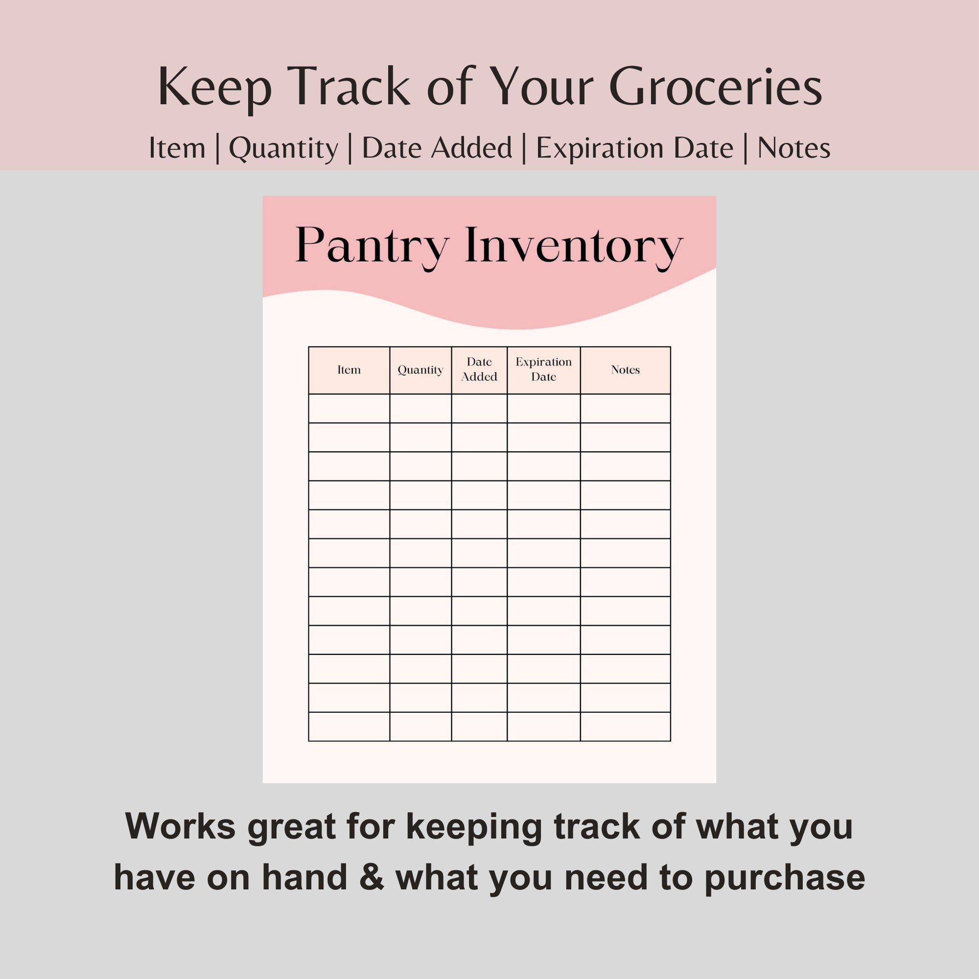 Food Inventory Log Printable | Kitchen Organization Tracker | Printable ...