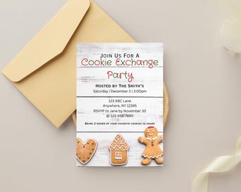 Christmas Cookie Party Invitation | Christmas Cookie Exchange Invitation Template | Cookies Party Invitation