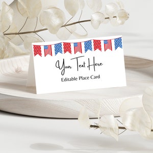 Plantilla de tarjeta de buffet del 4 de julio / Tarjeta de lugar patriótico / Plantilla de tarjeta de comida / Tarjeta de tienda de buffet / Plantilla de tarjeta de lugar