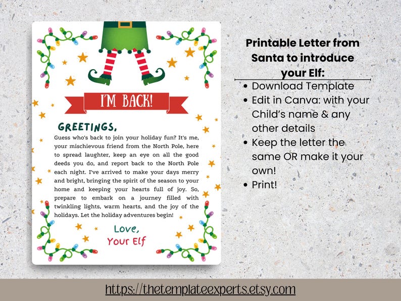 Editable Elf Arrival Letter Printable Letter From Elf Customizable