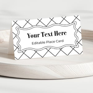 Plantilla de tarjeta de lugar editable / Plantilla de tarjeta de lugar para bodas / Plantilla de tarjeta de comida / Tarjeta de tienda de bufé / Plantilla de tarjeta de lugar moderna / Minimalista