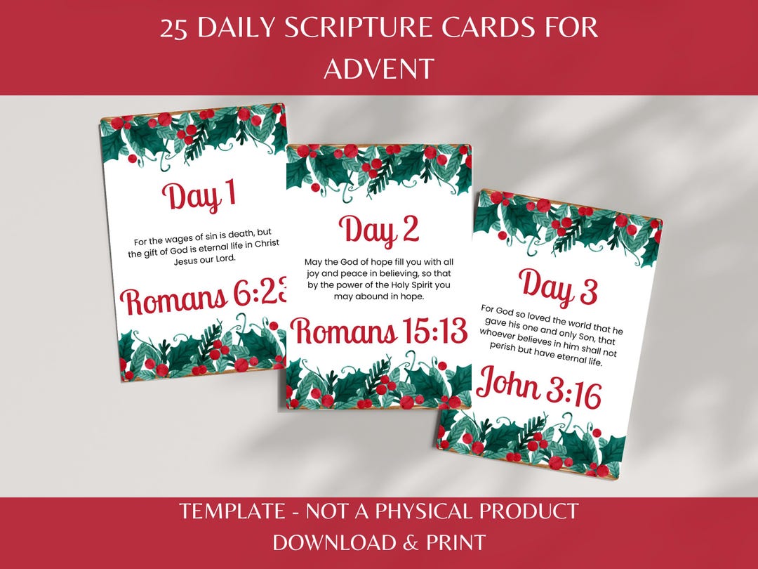 Advent Scripture Cards: 25 Daily Bible Quotes (digital Download) - Etsy