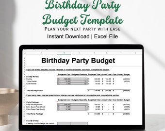 Birthday Party Budget Template: Excel Spreadsheet (Digital Download)