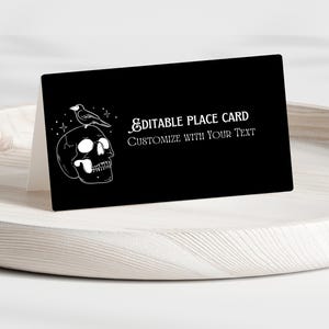 Halloween Place Card Template | Spooky Place Card Template | Halloween Buffet Card | Skull Place Card | Creepy Buffet Card Template
