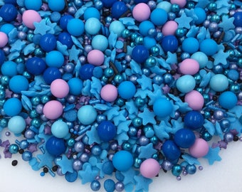 Stitch Cake Sprinkles Mix. Edible Mermaid Cupcake Decorations. Blue Pink Purple Black Cookie Decor. Children Birthday Party Traybake Toppers