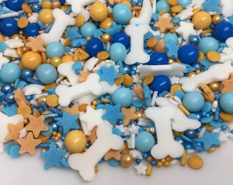 Blue Dog Cupcake Sprinkles Mix Edible Children Birthday Party Cake Decorations Orange White Puppy Cookie Toppers Gift Ideas Kids Home Baking