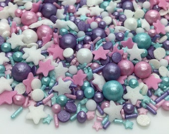 Edible Mermaid Cupcake Sprinkles Mix Aqua Pink White Purple Children Birthday Party Cake Decorations Gift Ideas for Home Baker Cookie Decor