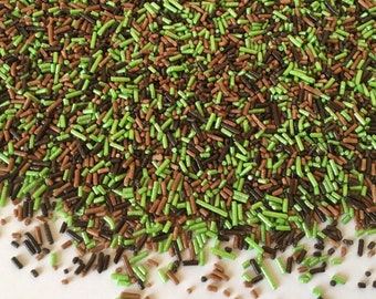 Camouflage Cupcake Sprinkles Mix Edible Army Cake Decorations Brown Green Sugar Strands Children Birthday Cookie Decor Kids Home Baking Idea