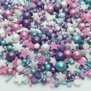 Mermaid Cupcake Sprinkles - Mermaid Cake Sprinkles Mix - Aqua Pink White Purple Sprinkle Mix - Birthday Cake Sprinkles - Cupcake Decorations