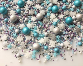 Frozen Cupcake Sprinkles Mix Edible Children Birthday Party Cake Decorations Blue White Snowflake Cookie Toppers Kids Home Baking Gift Ideas