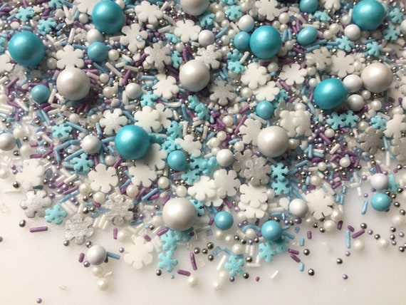 Frozen Cupcake Sprinkles Mix Edible Children Birthday Party Cake Decorations Blue White Snowflake Cookie Toppers Kids Home Baking Gift Ideas