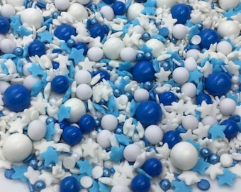 Scotland Football Cupcake Sprinkles Mix Edible Soccer Kids Birthday Party Cake Decorations Blue White Cookie Toppers Fathers Day Gift Ideas
