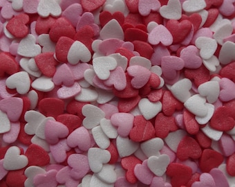 Valentine's Day Sprinkles Edible Pink Red White Heart Shaped Cake Decorations Wedding & Anniversary Cupcake Toppers Mothers Cookie Decor 60g