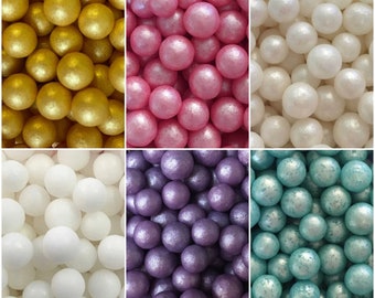Glimmer & Matt 7mm Pearls Cupcake Sprinkles - Cake Sprinkles - White Aqua Gold Pink Purple 7mm Pearls - Cake Toppers - Cake Decorations