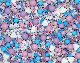 Taylor Cupcake Sprinkles Mix. Edible Birthday Cake Decorations. Pink, Lilac, Blue Kids Pop Mix. Cookie Toppers.