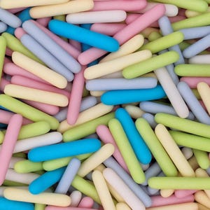 Matt Pastel Rainbow Macaroni Rods Cake Decorations. Easter Cake Sprinkles. New Baby & Birthday Cupcake and Cakesicle Toppers.