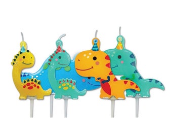 5 Dinosaur Birthday Cake Candle Picks. Dinosaur Birthday Cupcake Candles. Children's Dinosaur Birthday Cake Candle Toppers.