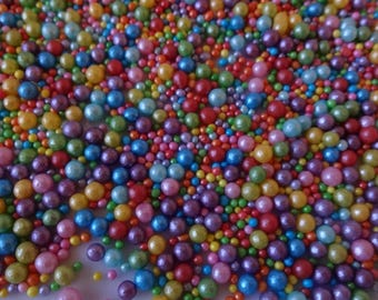 Rainbow Bubbles Cupcake Sprinkles Mix. Edible Glimmer 3mm Pearls and 1mm 100s & 1000s Cake Decorations. Unicorn Birthday Cakesicle Toppers.