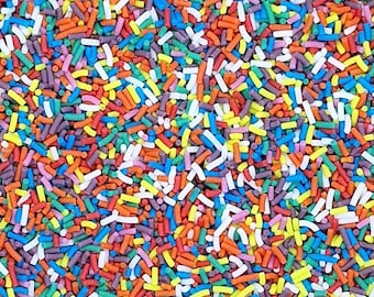 Rainbow Bake Stable Strands Cupcake Sprinkles, Vegan Cake Decorations, Edible Matt Sprinkles for Funfetti Birthday Cookies, Vanilla Flavour