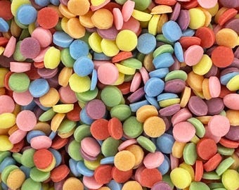 Rainbow Confetti Cupcake Decorations. Edible 3mm Bake Stable Matt Sprinkles for Funfetti Cakes. Vegan Birthday Cupcake & Cookie Toppers.