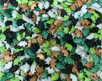 Camouflage Dinosaurs Cupcake Sprinkles - Camouflage Cake Sprinkles - Edible Cupcake Toppers - Cake Decorations - Dinosaur Shaped Sprinkles