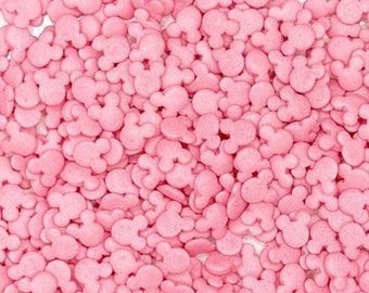 Pink Mouse Head Cupcake Sprinkles. Mini Edible Cake Toppers. Kids Birthday Party Traybake Decorations. Children's Home Baking. 50g.