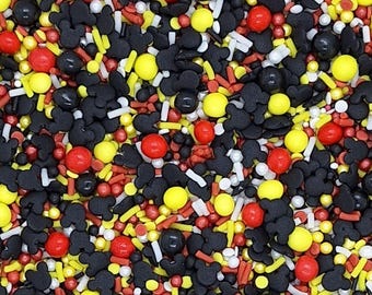 Mouse Cupcake Sprinkles. Edible Black Yellow Red White Cake Decorations. Kids Birthday Party Traybake Toppers. Children's Home Baking