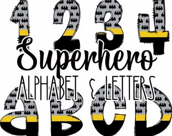 Superhero Alphabet & Numbers Digital Download PNG Files - Etsy