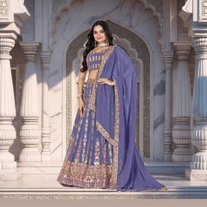 Lavender Lehenga Choli: Fox Georgette Indian Wedding Outfit