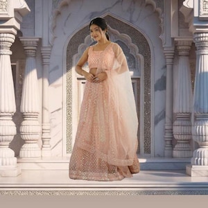 pink lehenga choli for women indian designer wedding wear engagment wear reception wear function wear chaniya choli for girl indian outfit