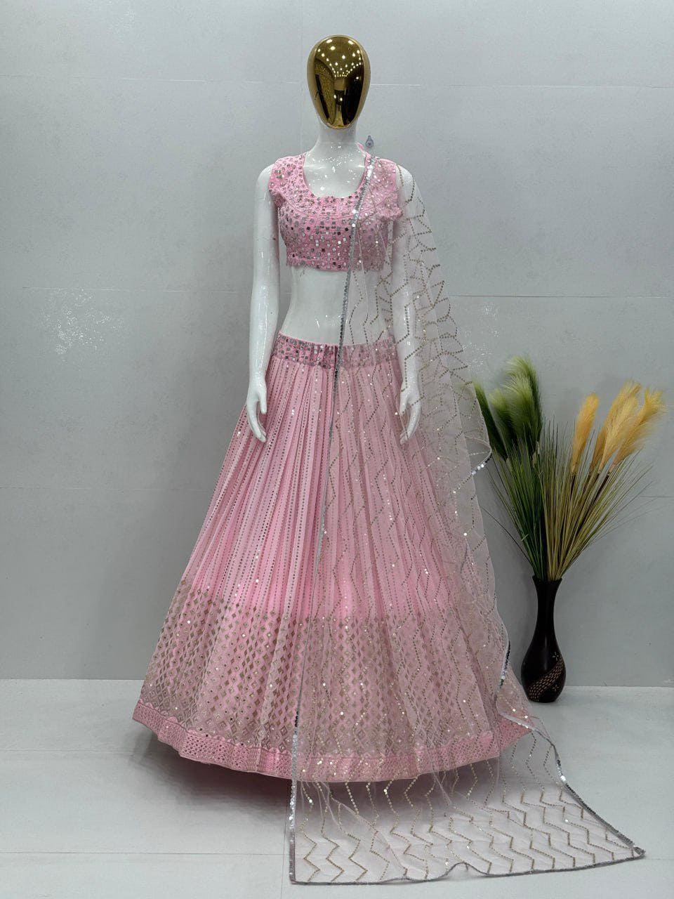 Beautiful Sky Blue And Pink Lehenga Choli Is A Perfect Combination Of Tradition And Style main image 1