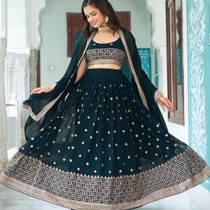 Green Embroidered Lehenga Choli: Indian Wedding Wear