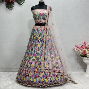 pink lehenga choli for women indian designer wedding wear engagment wear reception wear function wear chaniya choli for girl indian outfit