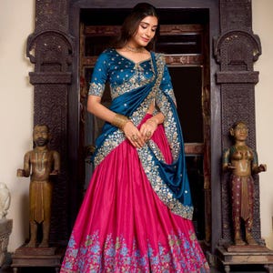 Lehenga choli rose pour femmes vêtements de mariage de designer indien tenues de fiançailles tenues de réception chaniya choli pour fille tenue indienne