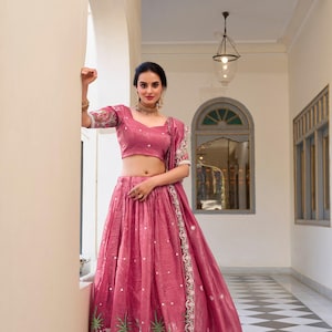 pink lehenga choli for women indian designer wedding wear engagment wear reception wear function wear chaniya choli for girl indian outfit