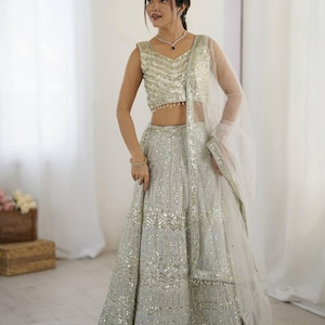 White Fox Georgette Lehenga Choli: Indian Wedding Wear