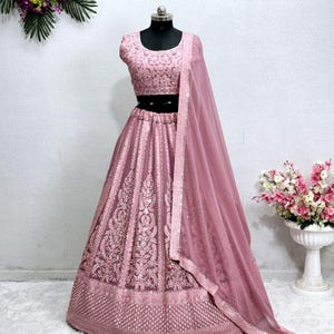 pink lehenga choli for women indian designer wedding wear engagment wear reception wear function wear chaniya choli for girl indian outfit