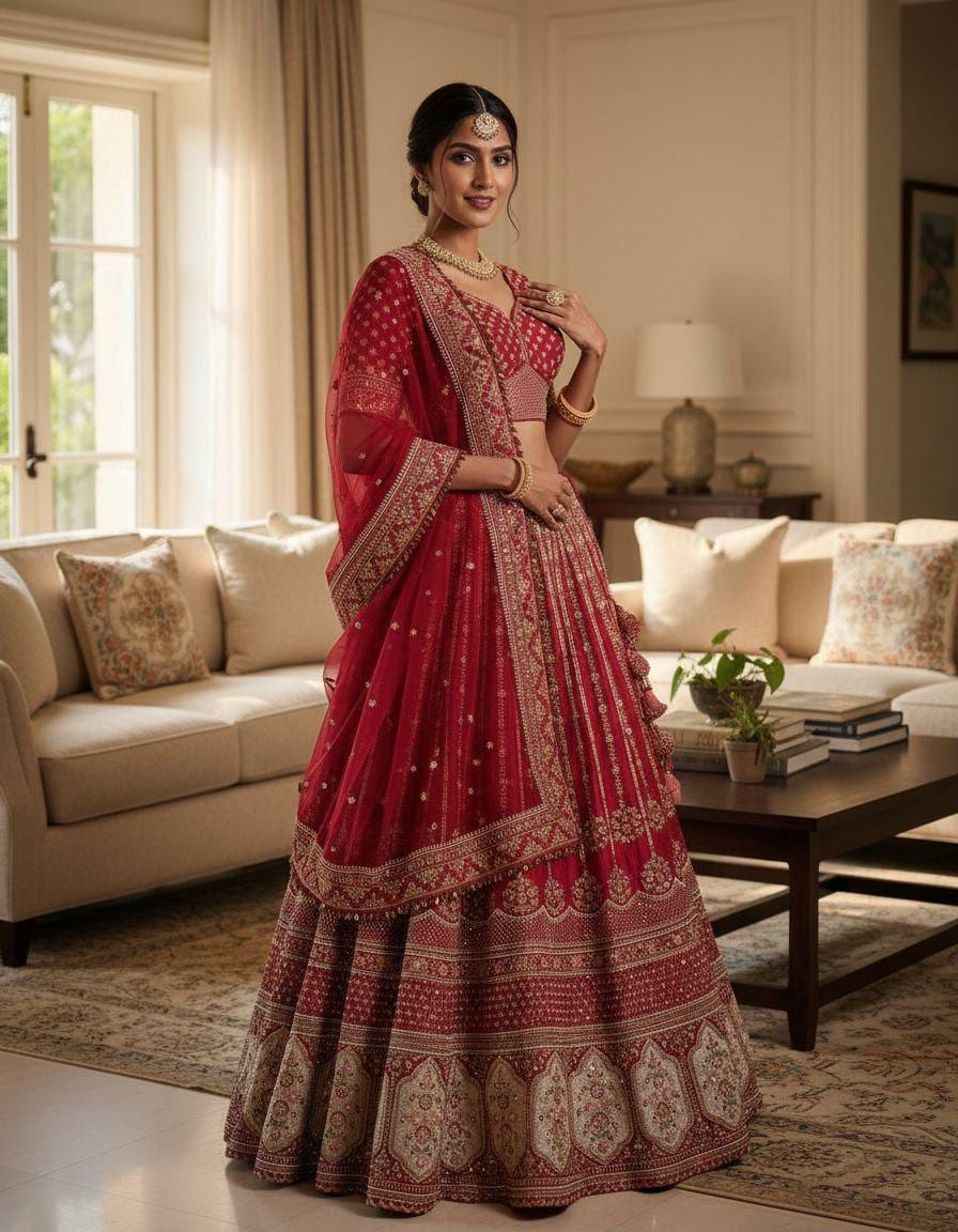 Red Bridal Lehenga Choli for Women Designer Embroidered Indian Wedding Rangoli Silk Outfit