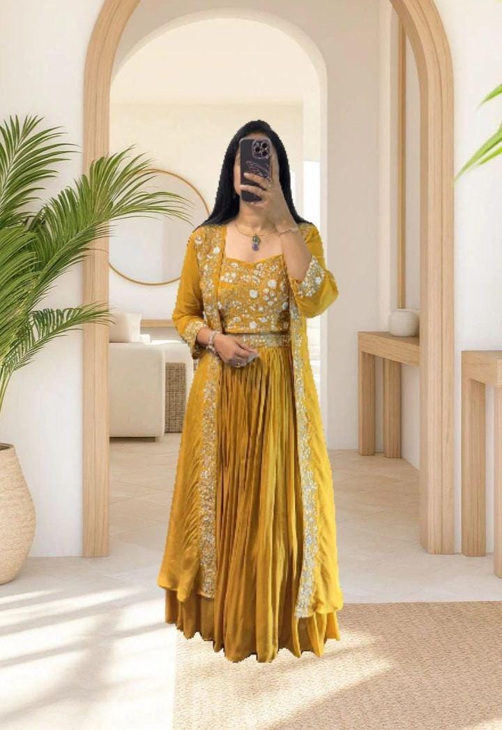 sarara dress party wear yellow colour Yellow Sharara Dress