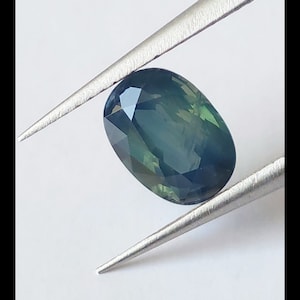 Unheated Blue Green Sapphire Oval 1.27ct  Cut Loose Teal Stone September Birthstone