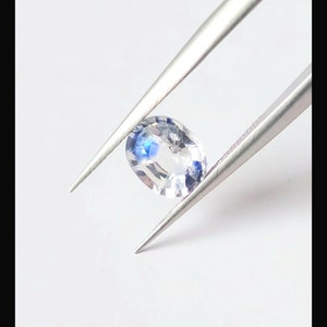 Natural Ceylon Sapphire 1.09ct White Blue Oval Cut Faceted Loose Stone