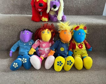 Vintage Full Set of 6 Tweenies Soft Toys 13" Milo Jake Fizz Bella & Doodles Izzles the Dog Bundle