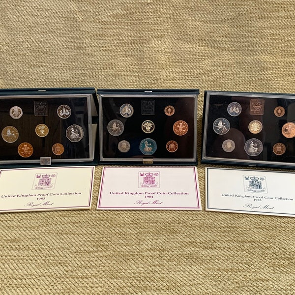 Vintage Royal Mint Proof Deluxe 1983 1984 1985 Birthday Coin Year Sets Choose Which Set