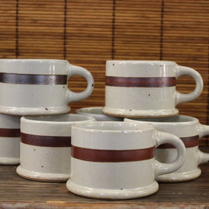 Vintage Dansk Niels Refsgaard Nielstone Sandstone 'BLT' Stoneware MCM Set of 7 Coffee Mugs Made in Japan