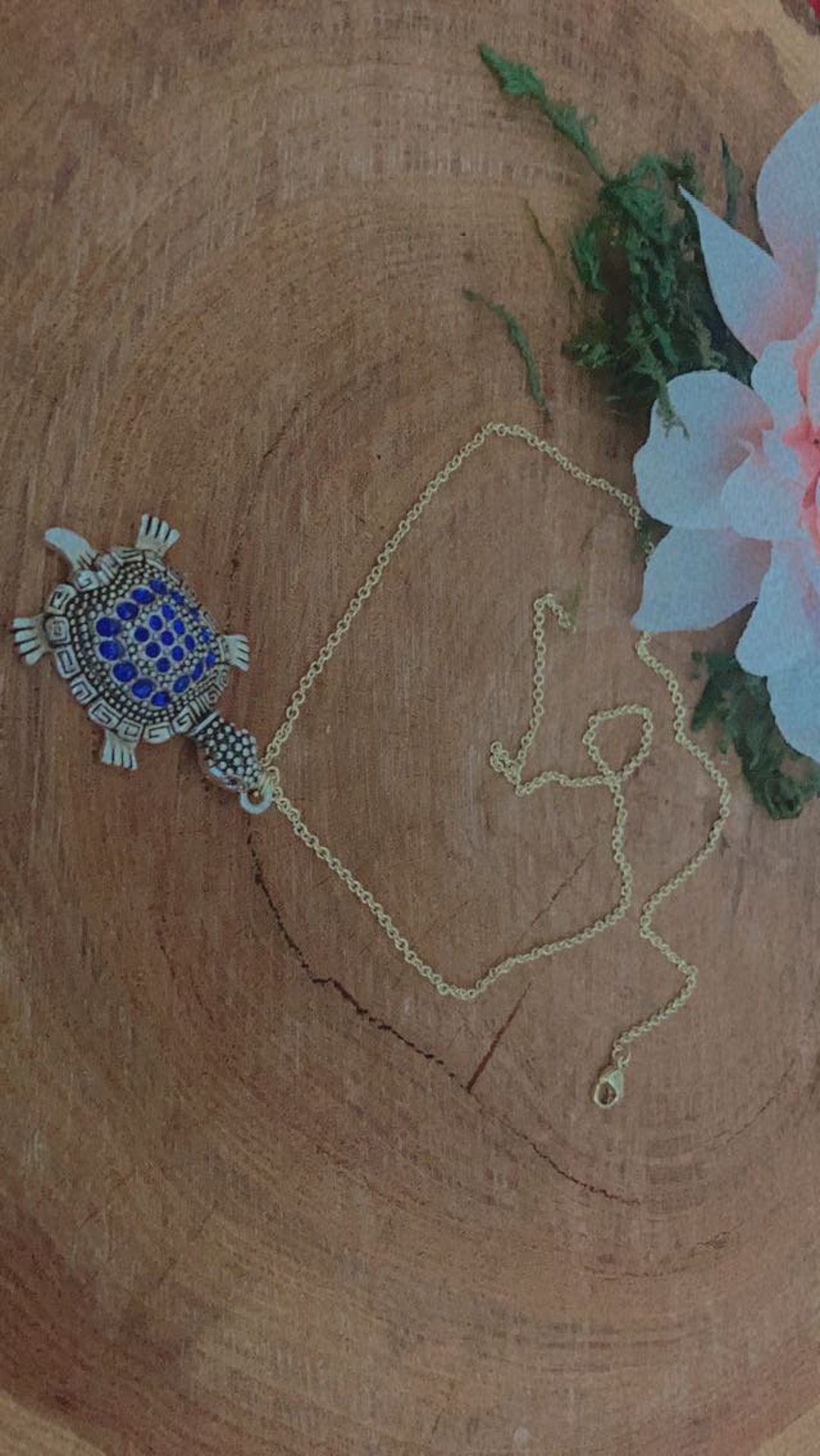 Turtle Chain Beautiful 14k Gold Chained Necklace With Lovely Turtle Centered With ...