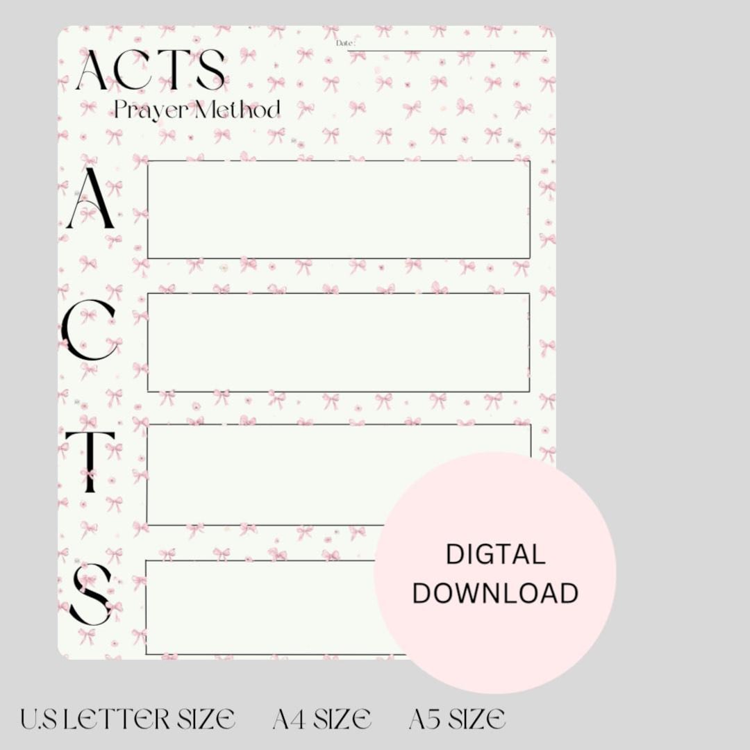 Editable ACTS Prayer Journal | Pink Bow Bible Study Printable ...
