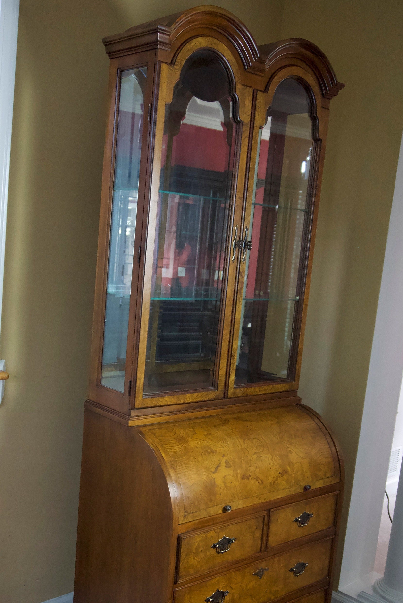 Hekman Walnut Mahogany Roll top Secretary Display Etsy UK